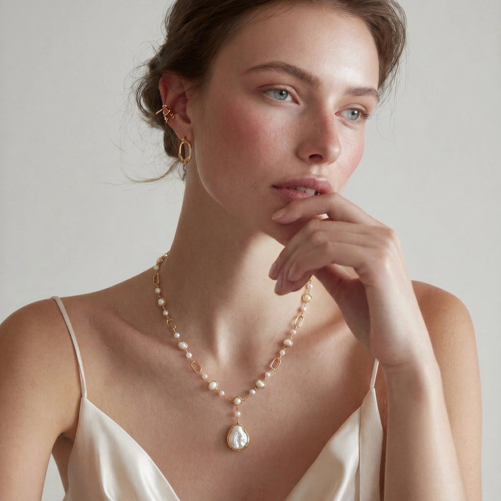 Lumina Pearl Station Necklace | Eco Kini Boutique